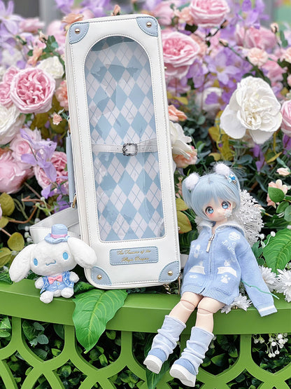 White & Blue 1/4 Scale BJD Doll Bag with Two Straps