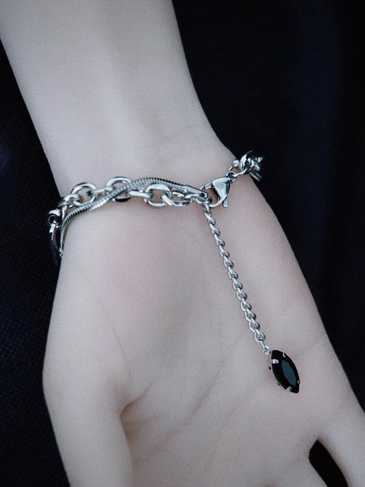 Gothic Cross Charm Y2K Silver Bracelet