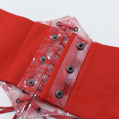 Gothic Red Lace-up Detail Corset Belt