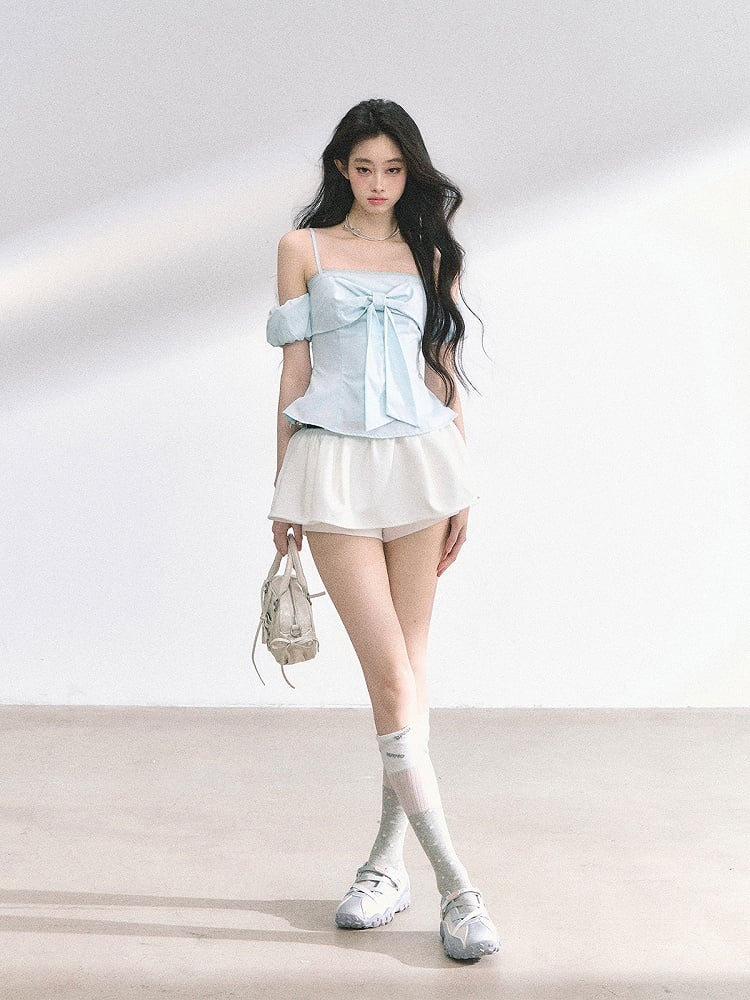 White/Navy Blue/Black/Gray Mini Skirt with Waist Belt