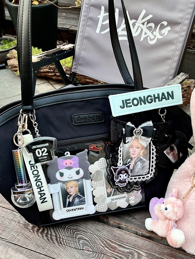 Black Fan-shaped Ita Shoulder Bag