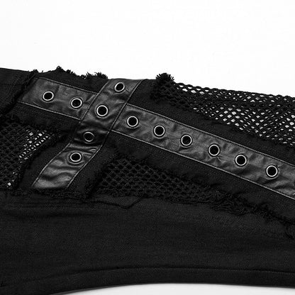 Black Punk Hollow Cross Pants