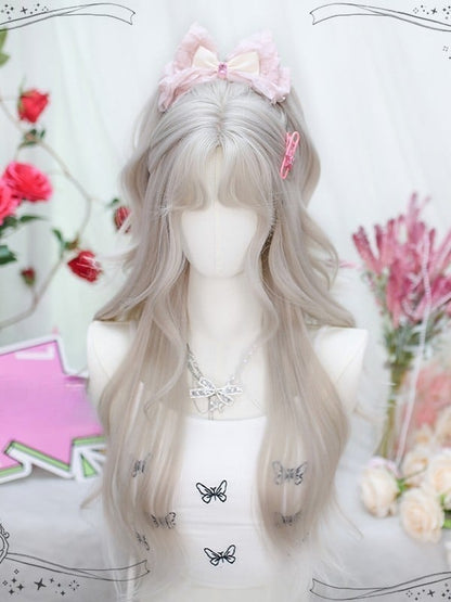 Clearance-Light Grey Long Wavy Synthetic Wig