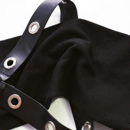 Black Cyberpunk Studs Details Gloves