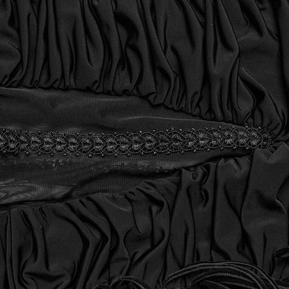 Black Goth Sexy Wrapped Hip Long Skirt