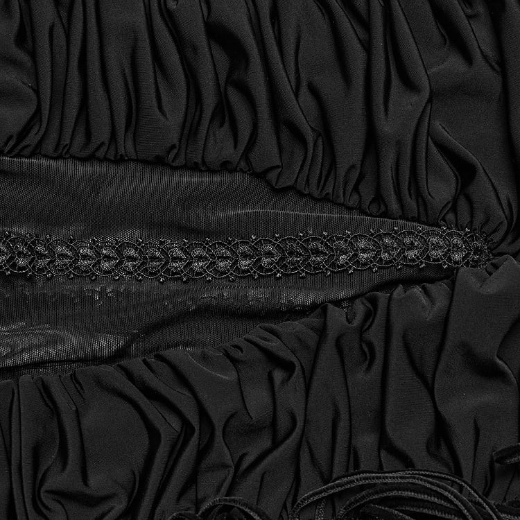 Black Goth Sexy Wrapped Hip Long Skirt