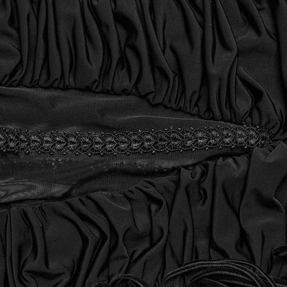 Black Goth Sexy Wrapped Hip Long Skirt