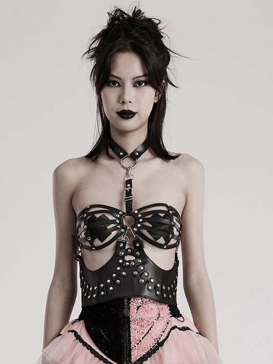 Black Punk Adjustable PU Top