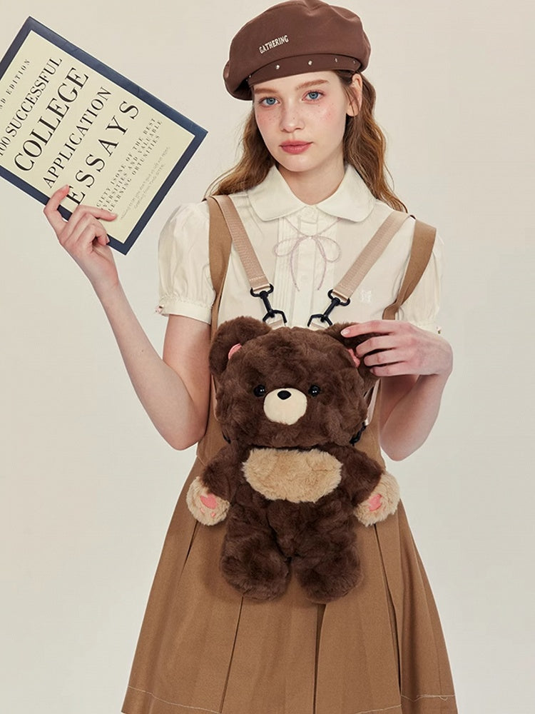 Brown Bear Plush Backpack Detachable Shoulder Straps Middle/Large Size