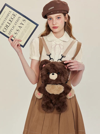 Brown Bear Plush Backpack Detachable Shoulder Straps Middle/Large Size