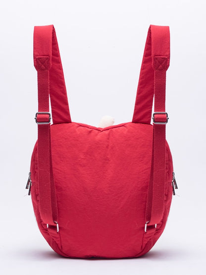 Kawaii Red Apple-Shaped Ita Backpack With Plush Trim
