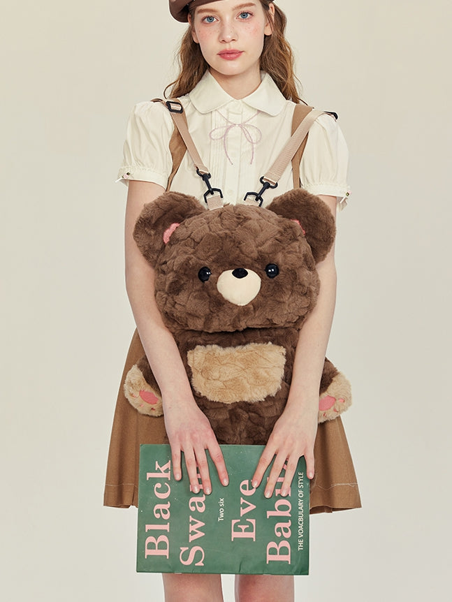 Brown Bear Plush Backpack Detachable Shoulder Straps Middle/Large Size