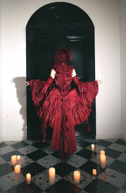 Clearance-Red Gothic Snake Bone Back Accessory