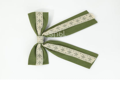 Green Ruffle Hem Sweet Overall Dress with Detachable Bowknot