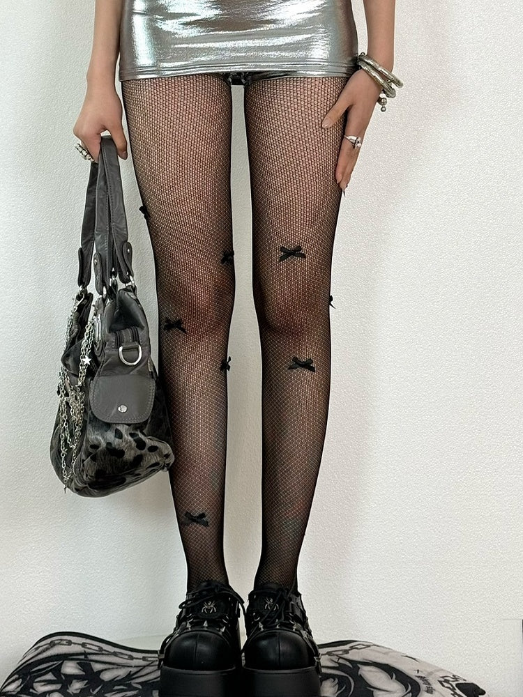 5 Color Options Gyaru Fashion Bowknot Details Tights