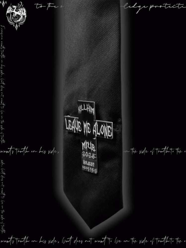 Y2K Black Punk Cross Applique Tie