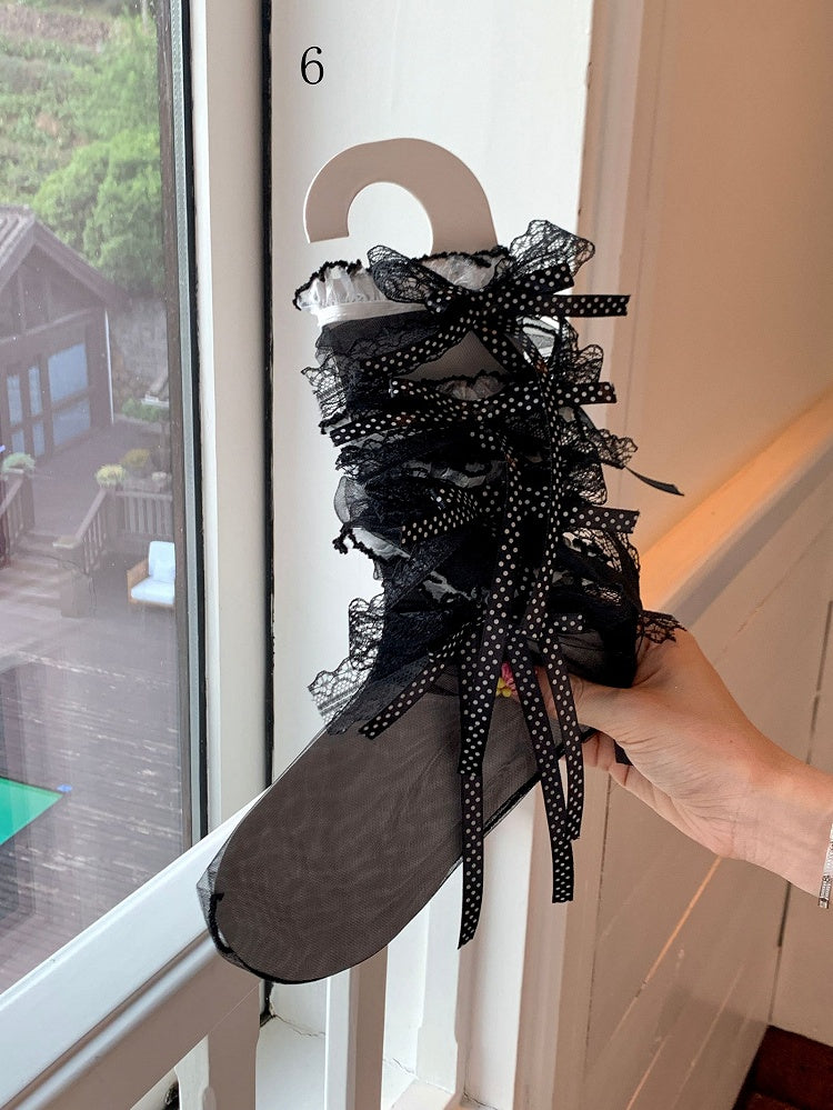 Purple/Black/Pink/White/Green/Lace Bowknot Socks