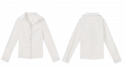 White Slim Fit Long Sleeves Shirt with Free Tie