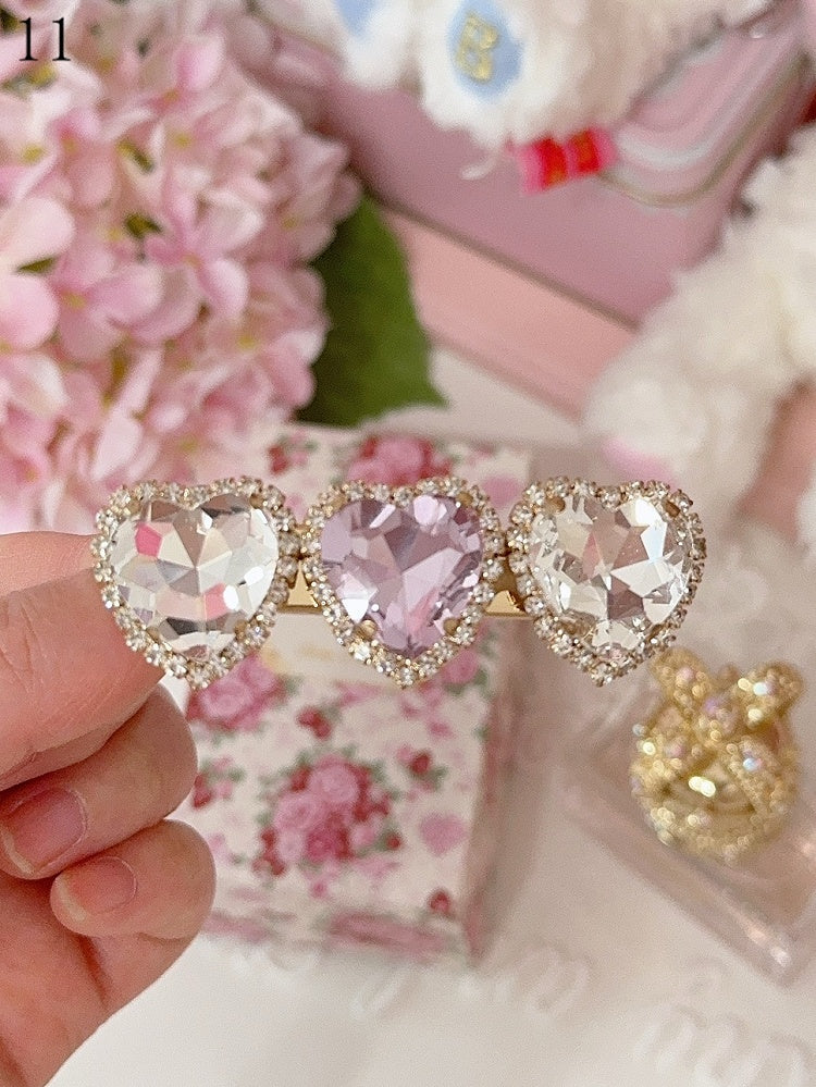 11 Options Rhinestone Heart Hairclip