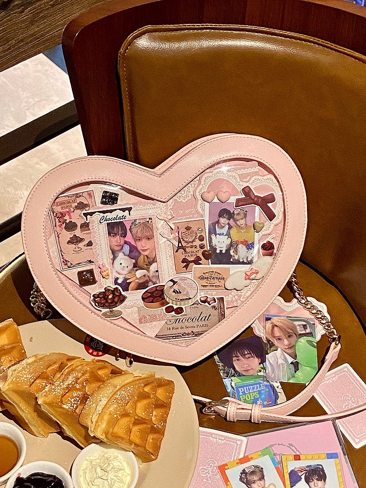 Heart-shaped Pink Ita Bag with Adjustable Strap
