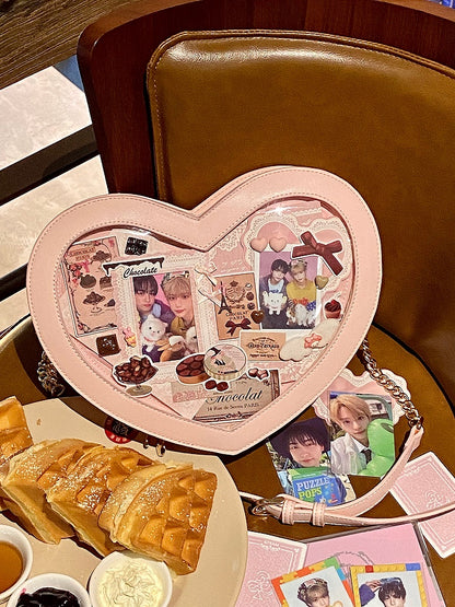 Heart-shaped Pink Ita Bag with Adjustable Strap