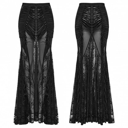 Black Goth Sexy Wrapped Hip Long Skirt