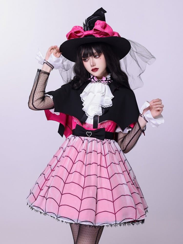 Fanart Fashion Outfit Hot Pink Under Bust Dress + Shirt + Cape + Leg Sleeves Full Set