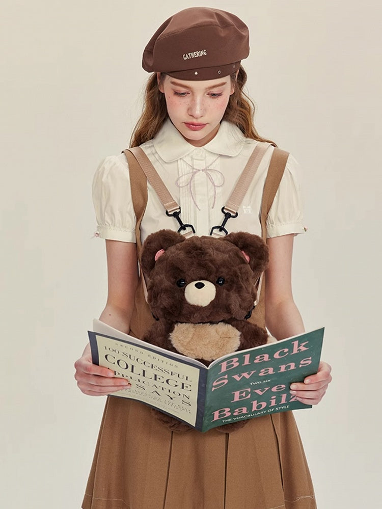 Brown Bear Plush Backpack Detachable Shoulder Straps Middle/Large Size