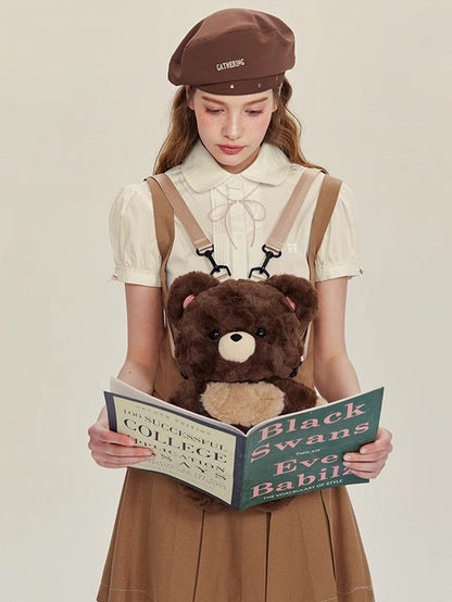 Brown Bear Plush Backpack Detachable Shoulder Straps Middle/Large Size