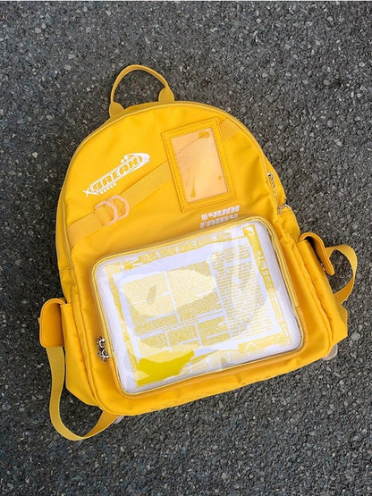 Yellow Large Capacity Star Decoration Unisex Daily Ita Backpack with Adjustable Strap