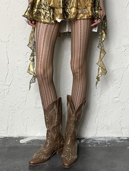 4 Options Hollow-out Striped Tights