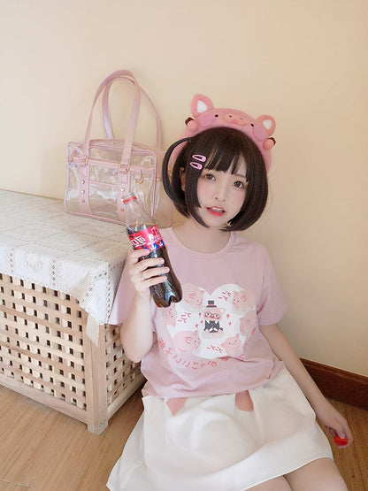 Pink/Black Sheer Ita Tote Bag