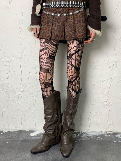 Black Gothic Asymmetrical Design Hollow-out Tights
