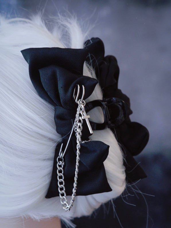 Black Bowknot With Cross Decorated Claw Clip