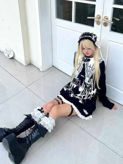 Black Jira Kei Sweater with Manga Girl Design