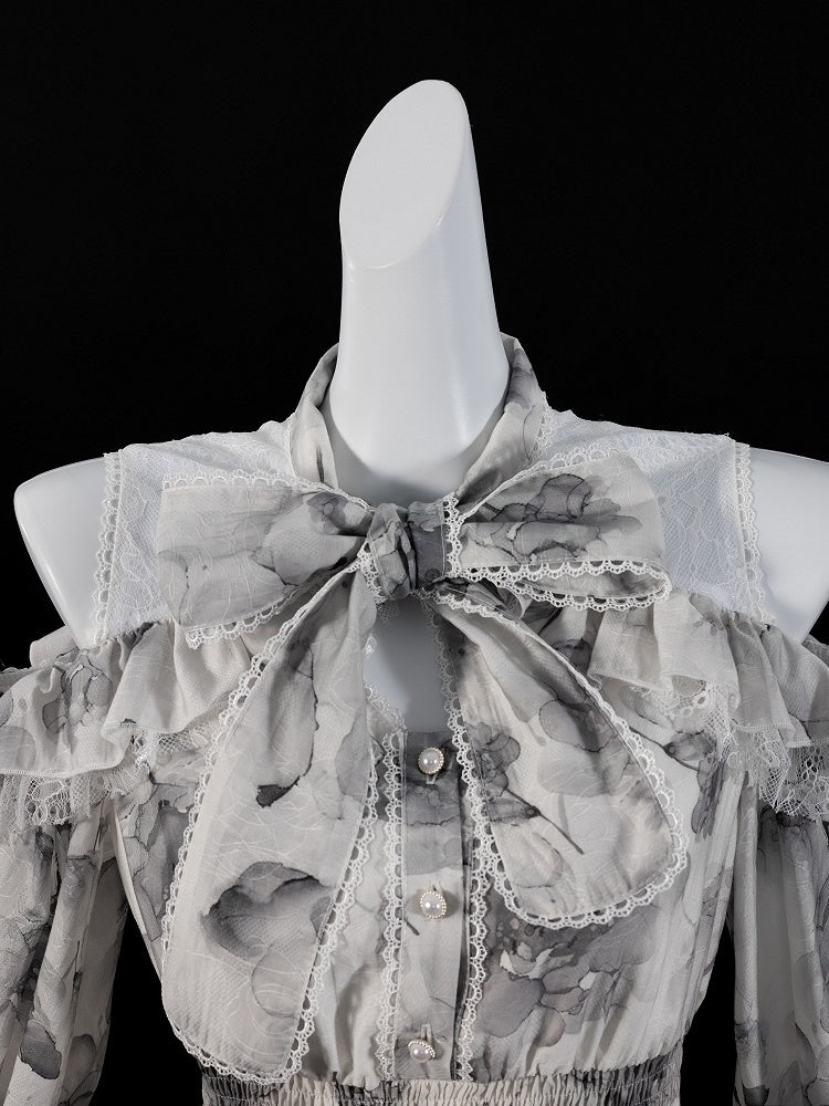 Jirai Kei Dress Work-Ready Elegant Floral Print Dress