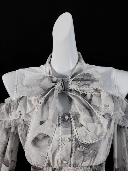 Jirai Kei Dress Work-Ready Elegant Floral Print Dress