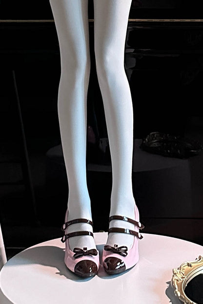 Strawberry Chocolate Pink and Brown Bow at Top Sweet Lolita High Heels