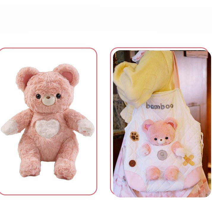 White&Pink Cut-out Design Crossbody Bag With 3 Options Detachable Plushie