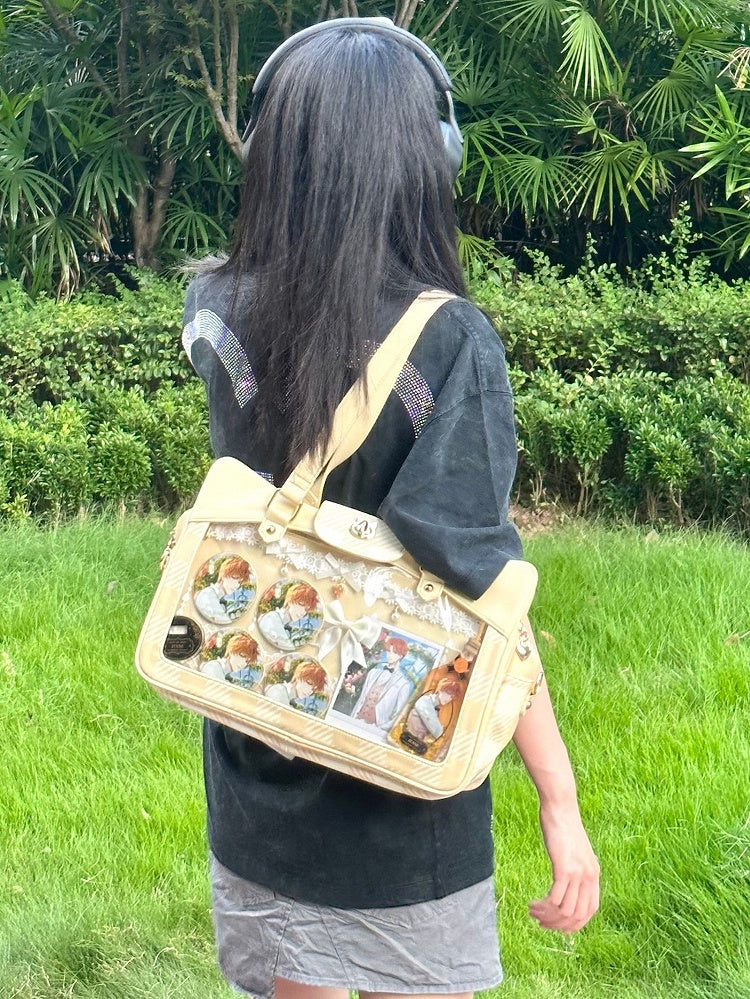 Plaid Pattern Large Capacity Yellow Ita Tote Bag