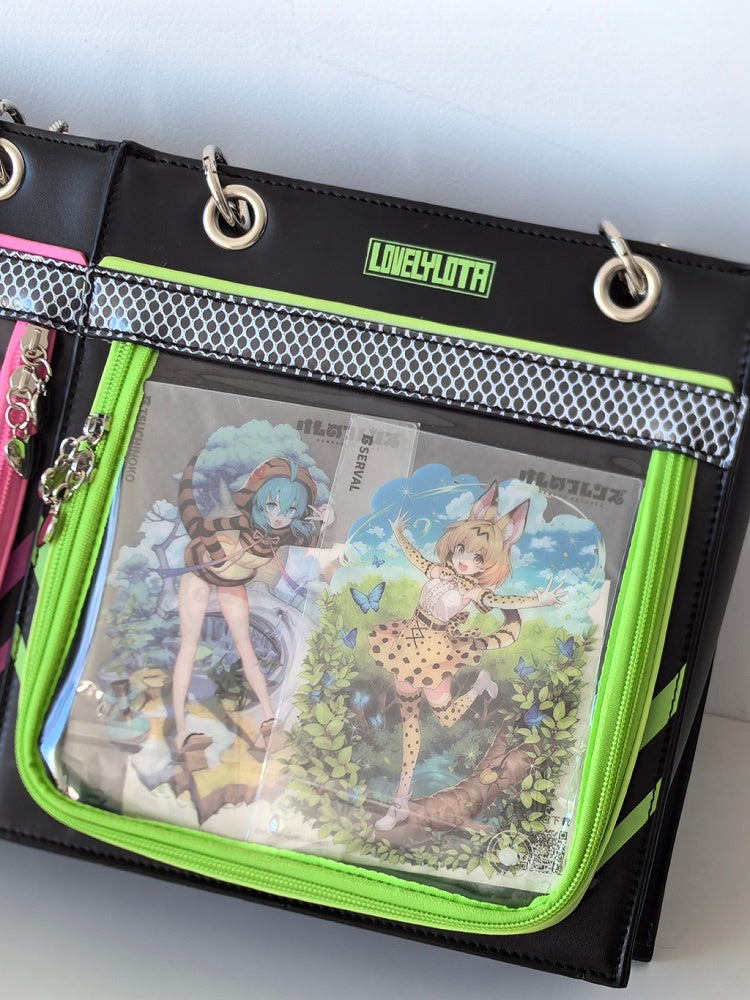 Black & Green Sweetheart Charm Zipper Ita Shoulder Bag