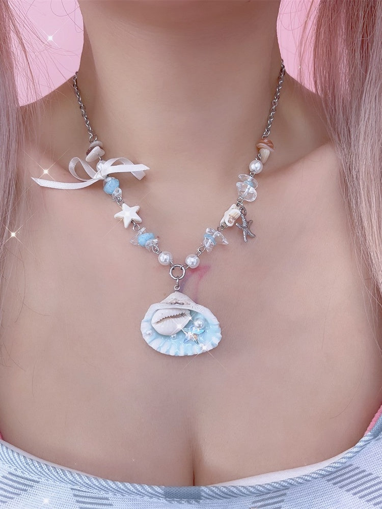 Blue Y2K Star Shell Necklace