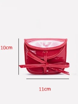 Chic Black Crossbody Card Holder With Glossy Finish And Bow Accent