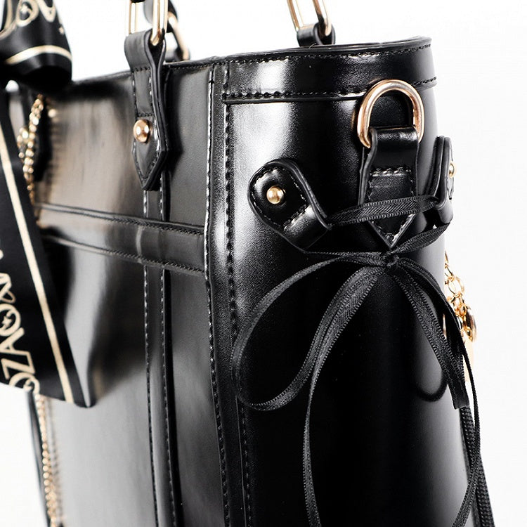 Black Bowknot and Heart-shaped Charm Ita Bag