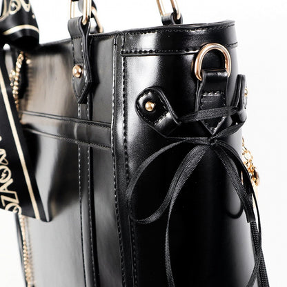 Black Bowknot and Heart-shaped Charm Ita Bag