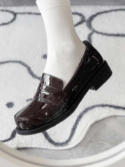 Slip-in Fit Design & PU Leather Brown Loafers with 2.5cm Heel