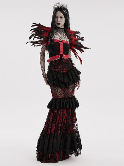 Gothic Faux Feather Shoulder Accessory