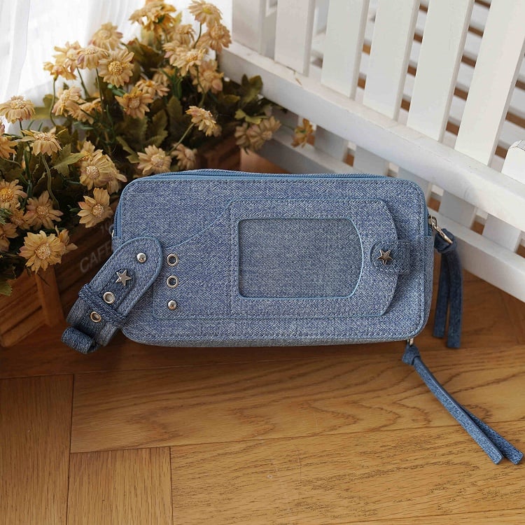 Denim Blue Star Stud Detail Ita Bag