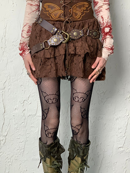 Black Y2K Fishnet Design Tights