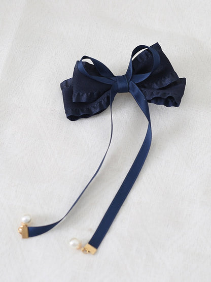 8 Colors Cute Bowknot Ribbon Hairclip with Bead Decorations